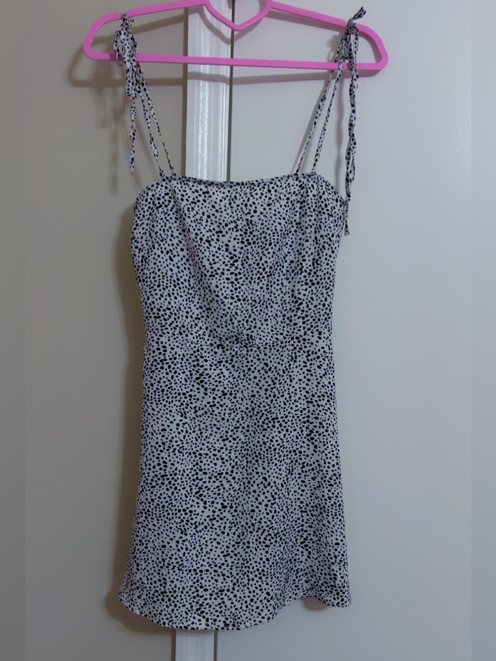 SHEIN Black & White Spotted Tie-Strap Slip Dress